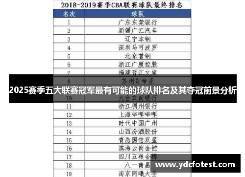 2025赛季五大联赛冠军最有可能的球队排名及其夺冠前景分析